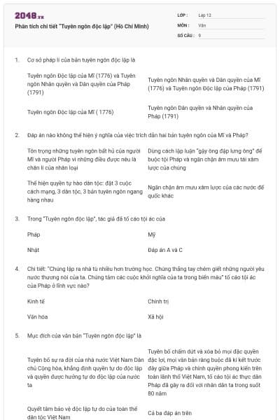 Phân tích chi tiết “Tuyên ngôn độc lập” (Hồ Chí Minh)