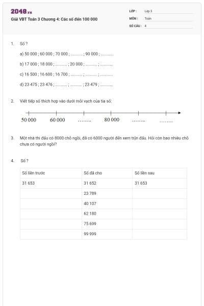 Giải VBT Toán 3 Chương 4: Các số đến 100 000