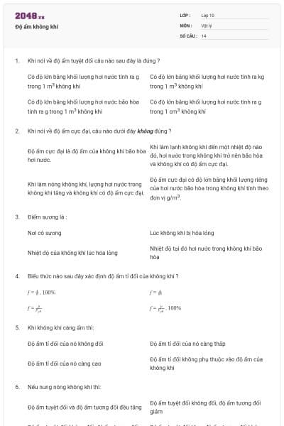 Độ ẩm không khí