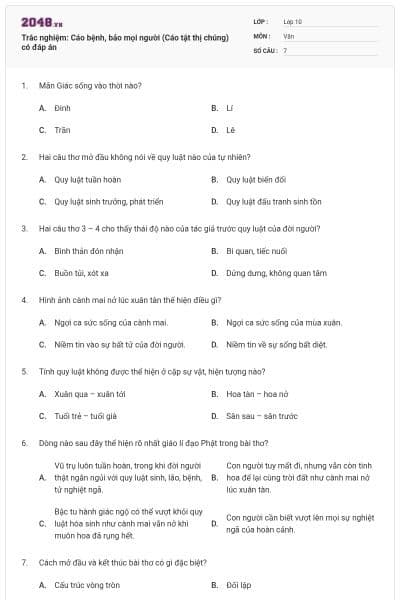 Trắc nghiệm: Cáo bệnh, bảo mọi người (Cáo tật thị chúng) có đáp án