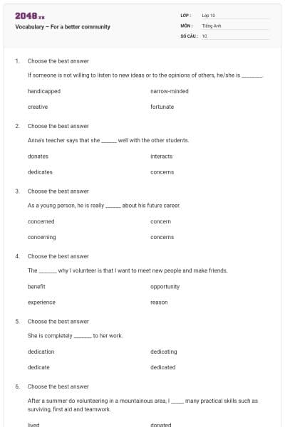 Vocabulary – For a better community