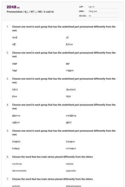 Pronunciation / Ŋ /, / NT /, / ND / ở cuối từ