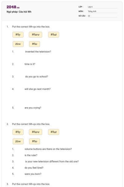 Ngữ pháp: Câu hỏi Wh