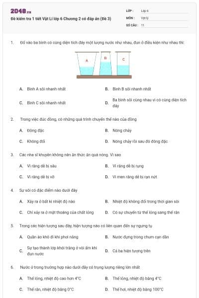 Đề kiểm tra 1 tiết Vật Lí lớp 6 Chương 2 có đáp án (Đề 3)