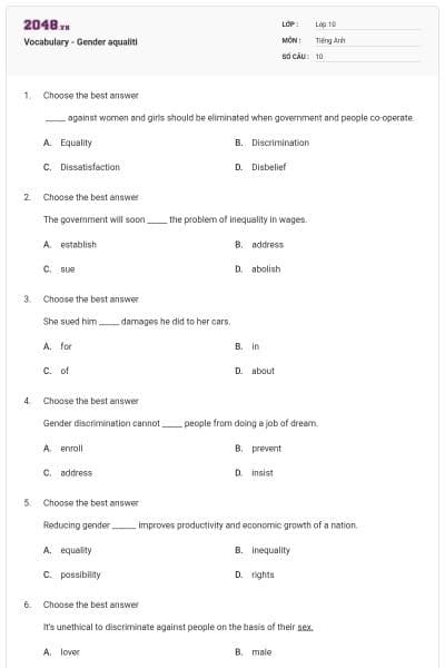 Vocabulary - Gender aqualiti