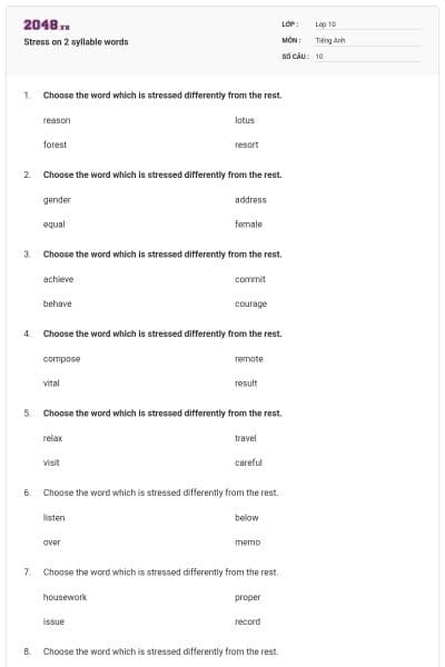 Stress on 2 syllable words
