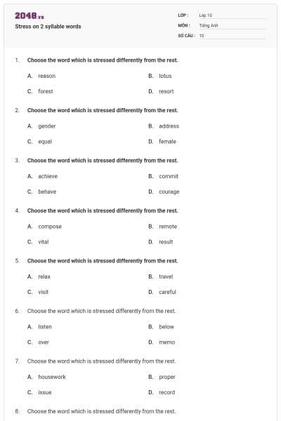 Stress on 2 syllable words