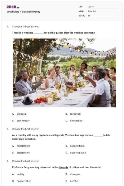 Vocabulary – Cultural Divesity