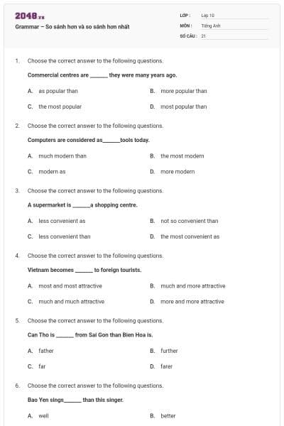 Grammar – So sánh hơn và so sánh hơn nhất