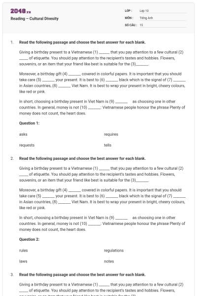 Reading – Cultural Divesity