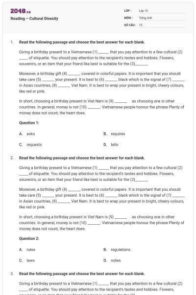 Reading – Cultural Divesity