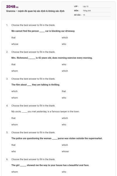 Gramma – mệnh đề quan hệ xác định & không xác định