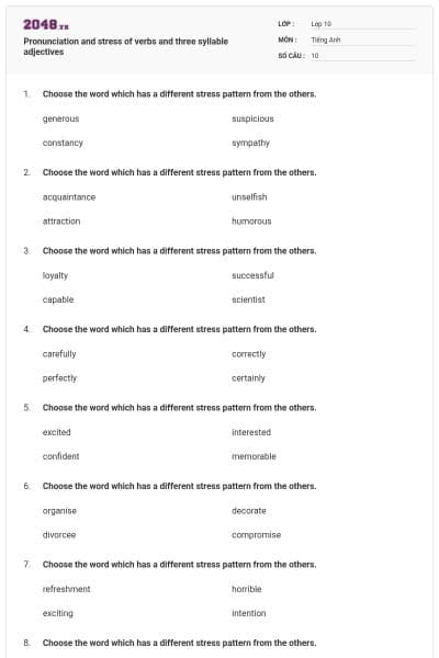 Pronunciation and stress of verbs and three syllable adjectives