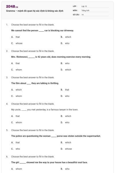 Gramma – mệnh đề quan hệ xác định & không xác định