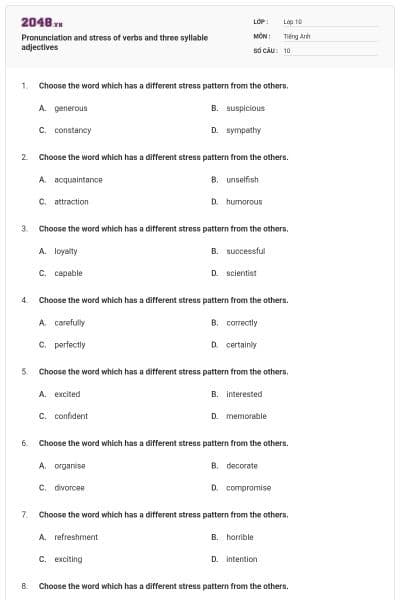 Pronunciation and stress of verbs and three syllable adjectives