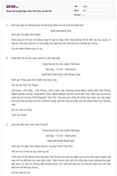Soạn bài Luyện tập cách viết đơn và sửa lỗi