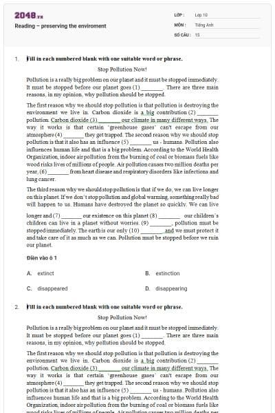 Reading – preserving the enviroment