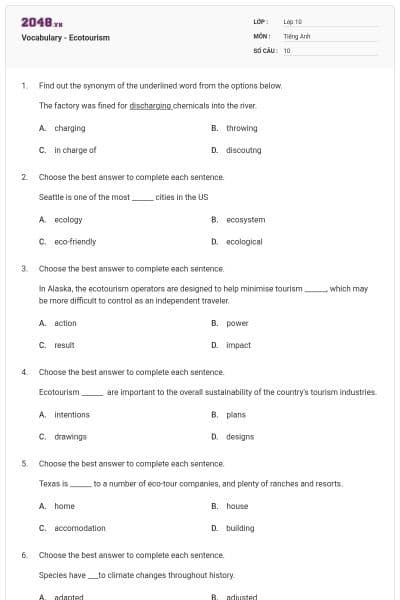 Vocabulary - Ecotourism