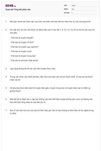 Soạn bài Tổng kết phần văn