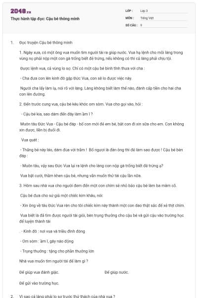 Thực hành tập đọc: Cậu bé thông minh