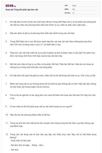 Soạn bài Tổng kết phần tập làm văn