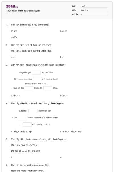 Thực hành chính tả: Chơi chuyền