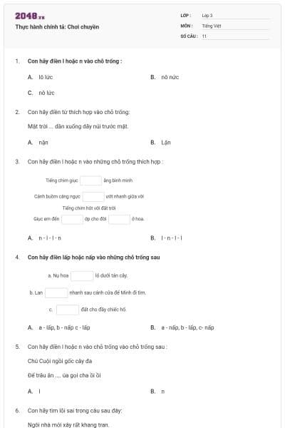 Thực hành chính tả: Chơi chuyền