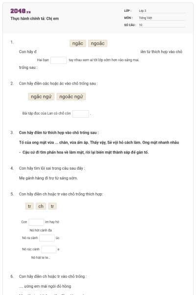 Thực hành chính tả: Chị em