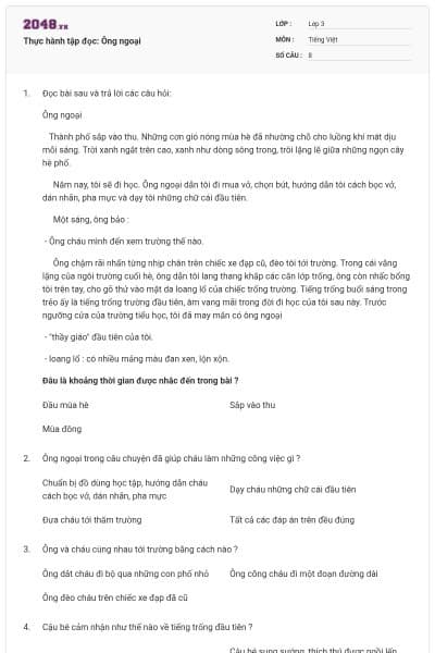 Thực hành tập đọc: Ông ngoại