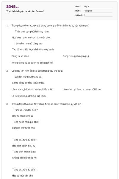 Thực hành luyện từ và câu: So sánh