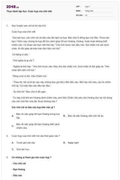 Thực hành tập đọc: Cuộc họp của chữ viết