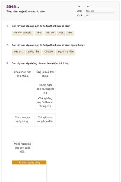 Thực hành luyện từ và câu: So sánh