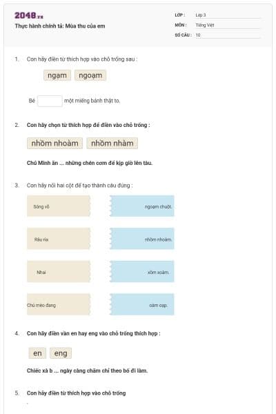 Thực hành chính tả: Mùa thu của em