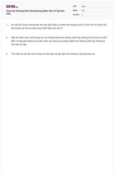 Soạn bài Chương trình địa phương (phần Văn và Tập làm văn)