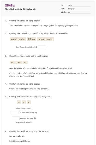 Thực hành chính tả: Bài tập làm văn