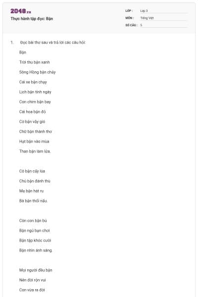 Thực hành tập đọc: Bận