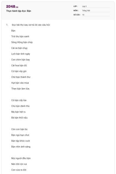 Thực hành tập đọc: Bận