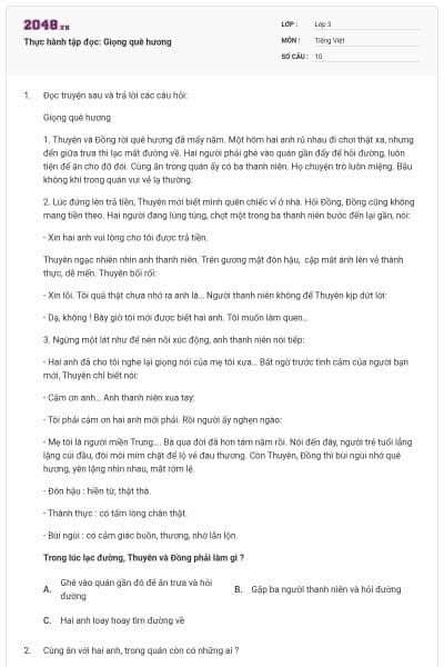 Thực hành tập đọc: Giọng quê hương