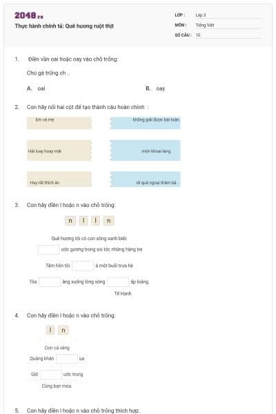 Thực hành chính tả: Quê hương ruột thịt