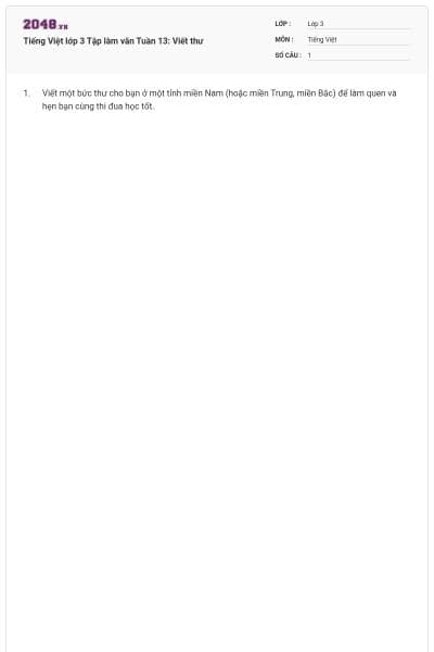 Tiếng Việt lớp 3 Tập làm văn Tuần 13: Viết thư
