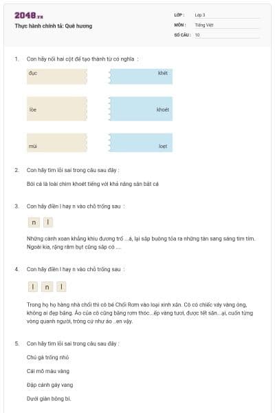 Thực hành chính tả: Quê hương