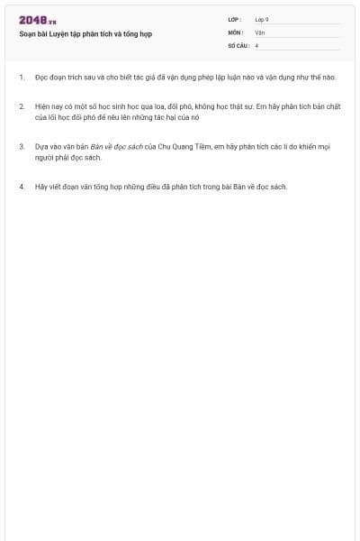 Soạn bài Luyện tập phân tích và tổng hợp