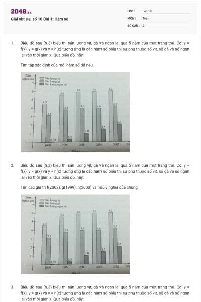 Giải sbt Đại số 10 Bài 1: Hàm số