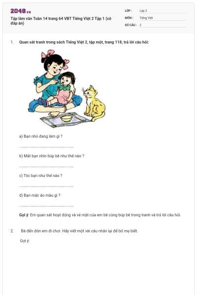 Tập làm văn Tuần 14 trang 64 VBT Tiếng Việt 2 Tập 1 (có đáp án)