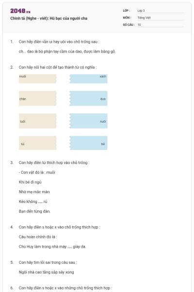 Chính tả (Nghe - viết): Hũ bạc của người cha