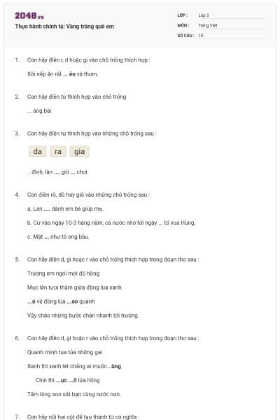 Thực hành chính tả: Vầng trăng quê em