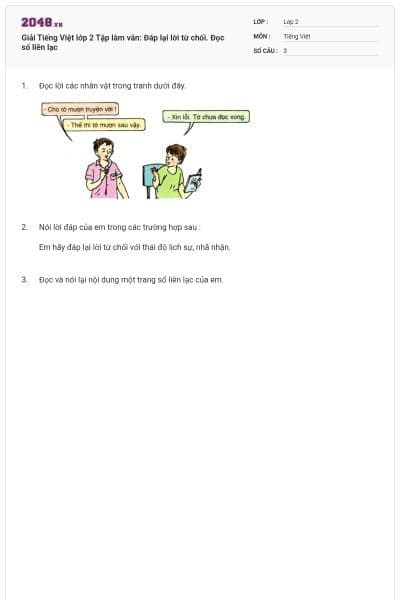 Giải Tiếng Việt lớp 2 Tập làm văn: Đáp lại lời từ chối. Đọc sổ liên lạc