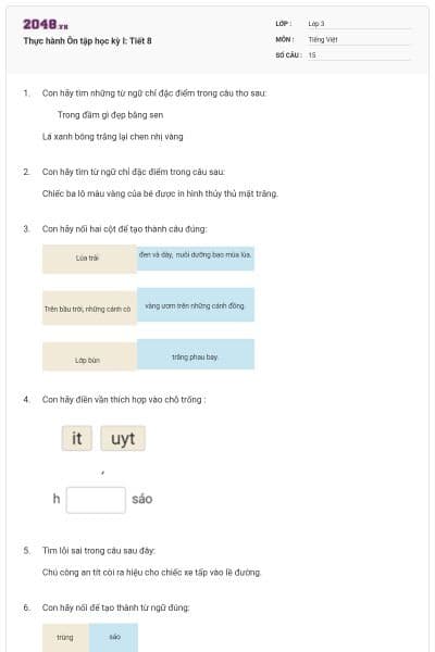 Thực hành Ôn tập học kỳ I: Tiết 8