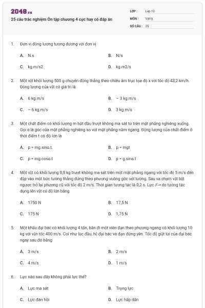 25 câu trắc nghiệm Ôn tập chương 4 cực hay có đáp án