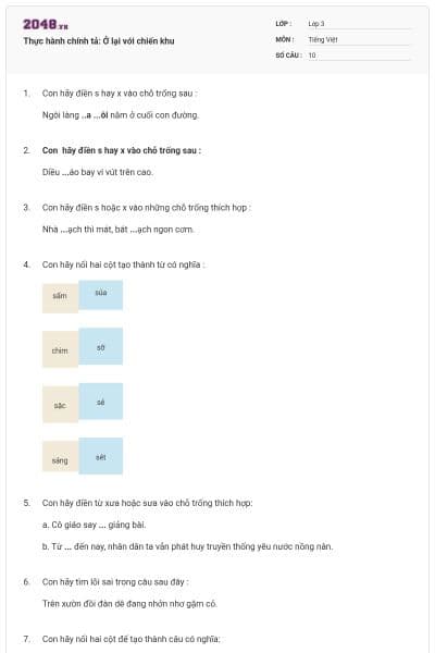 Thực hành chính tả: Ở lại với chiến khu